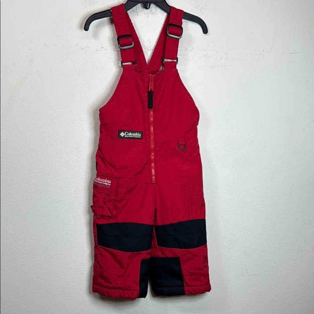 (R0) Columbia Kids Red Snow Bib Overalls, size 2T